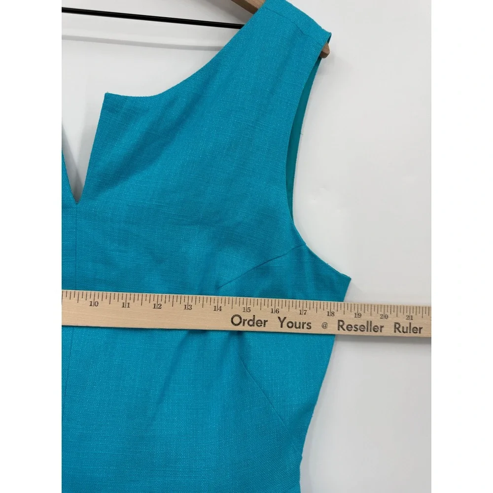 Kate Spade Dress Womens 14 Blue Aqua Linen Blend Cleo‎ Sleeveless Pockets NEW